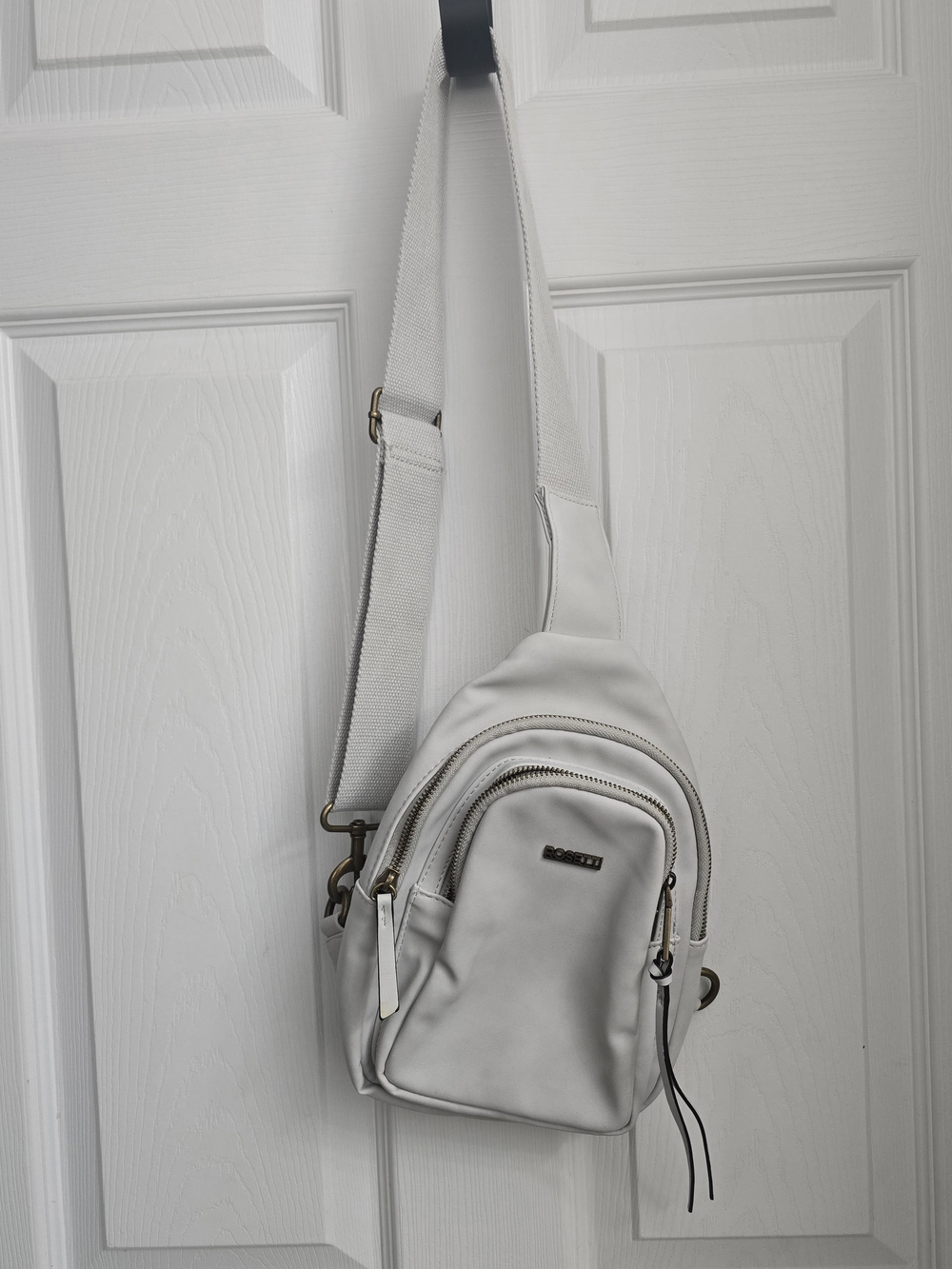 Rosetti White Crossbody Sling Bag with Gold Hardware